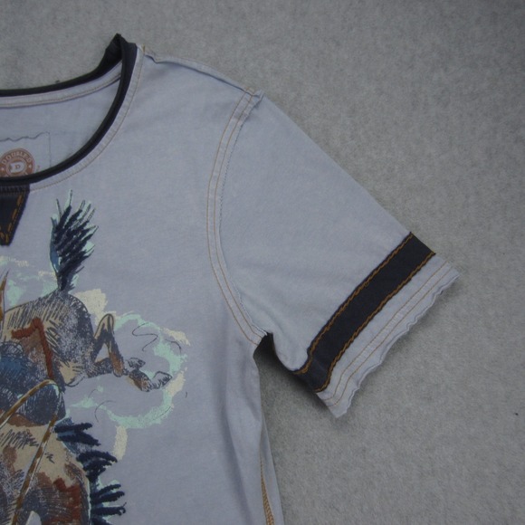 Double D Ranch T Shirt Womens XS Blue End Of Ride Top Cowboy Rodeo Embroidered - Picture 4 of 13
